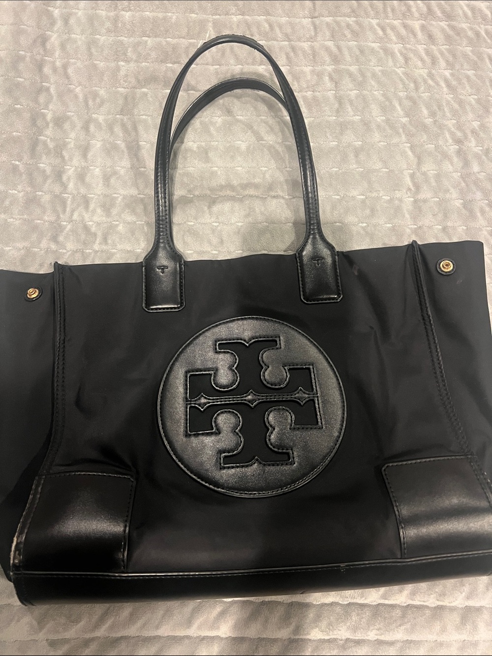 Tory Burch Black Logo Nylon Tote
